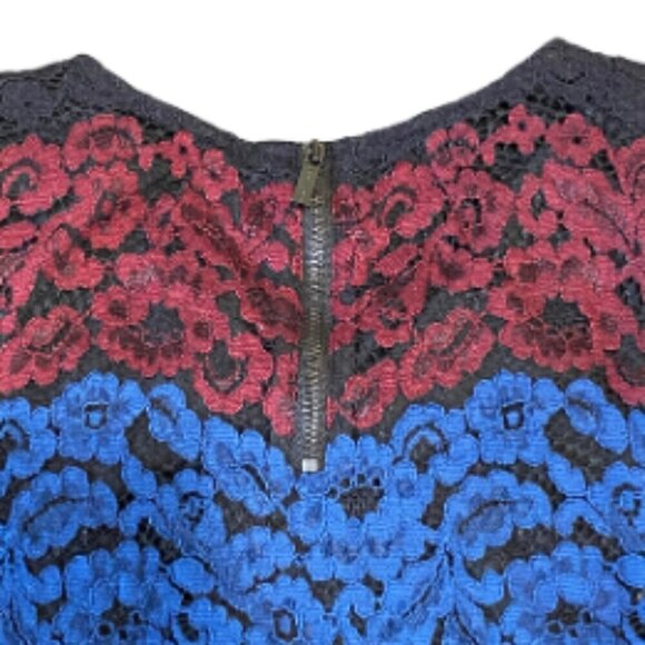 Karl Lagerfeld Women's Floral Lace Pattern Lasercut Shortsleeve Blouse Size 2 - Picture 5 of 7